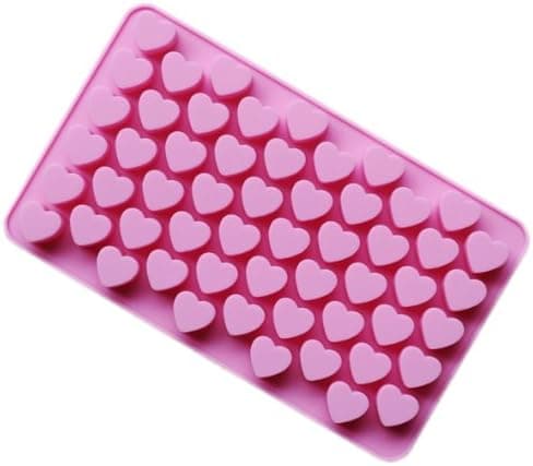 Ice Cube Trays - Mavis's Diary Silicone Gel Non-Stick Mini Cute Pink Ice Cube Chocolate Jelly Candy Mould (55 Cavity Hearts)