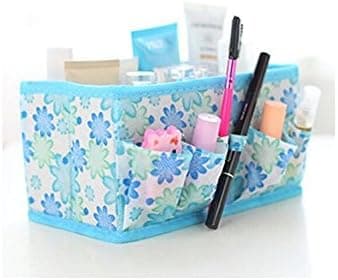 Liroyal Newest Makeup Cosmetic Storage Box Bag Bright Organiser Foldable Makeup Stationary Container,Blue