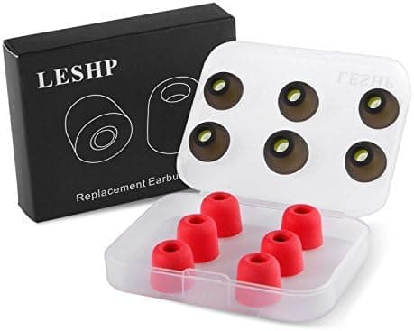 LESHP Earphone Tips,[3-Pair] Premium Replacement Memory Foam Eartips in-Ear Noise-isolating Earbuds for Most Earbuds/in-Ear Earphones,with [3-Pair] Silicone Earphone Tips(Medium)