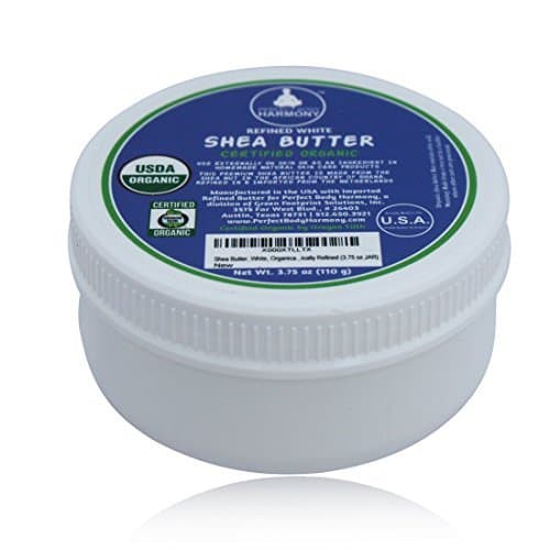 Shea Butter; Organically Refined, Stark White, & Unscented!; Real Authentic Certified Organic Shea Butter; Organically Refined & Also Unscented! Made in Ghana, African; (3.75 oz JAR)