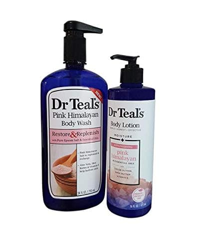 Dr Teals Body Wash w/Pure Epsom Salt & Essential Oils - Bundle w/Dr Teals Body Lotion! Replenishing Set! (Pink Himalayan Sea Salt)