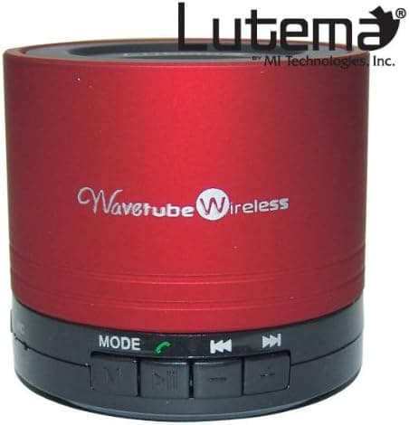 Lutema WaveTube Wireless Bluetooth Portable Digital Speaker w/FM Radio - Red