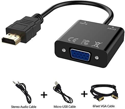 HDMI to VGA Adapter Converter with 6ft VGA Cable,1080P HDMI F Input to VGA F Output Active Gold-Plated Connector for Laptop,DVD,Monitor, Projector, HDTV and More