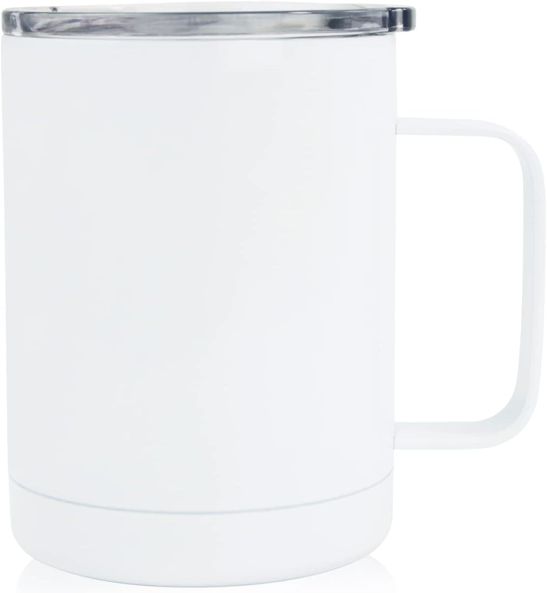 MAIKESUB Sublimation Mugs Stainless Steel Coffee Tumbler Double Wall Sublimation Blanks Mugs with Handle and Sliding Lid 12 oz Double Wall Vacuum Insulated for Travel Mug Sublimation 1 Pack