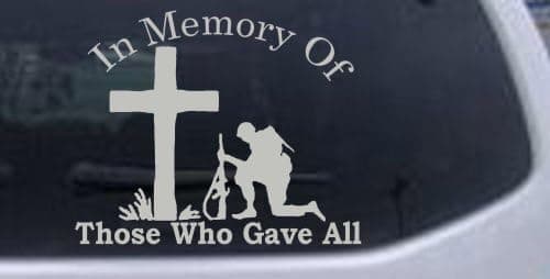Rad Dezigns in Memory of Those Who Gave All Military Car Window Wall Laptop Decal Sticker - Silver 6in X 7.3in