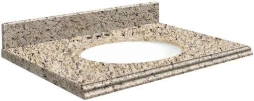 Samson G2519-F2-U-W-8 Granite Vanity Top 25x19 with Single Undermount White Bowl 8-Inch Butterfly Edge Giallo Ornamental