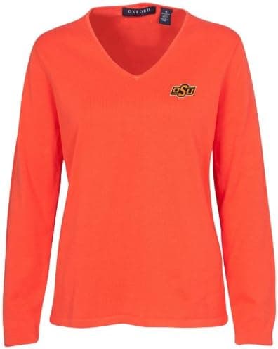 Oxford Golf NCAA Oklahoma State Cowboys Women's Carson V-Neck Sweater(Sunkissed, XX-Large)