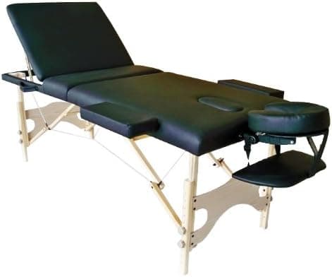 Sivan Health and Fitness Three Fold Reiki Portable Massage Table and Carrying Case, Black