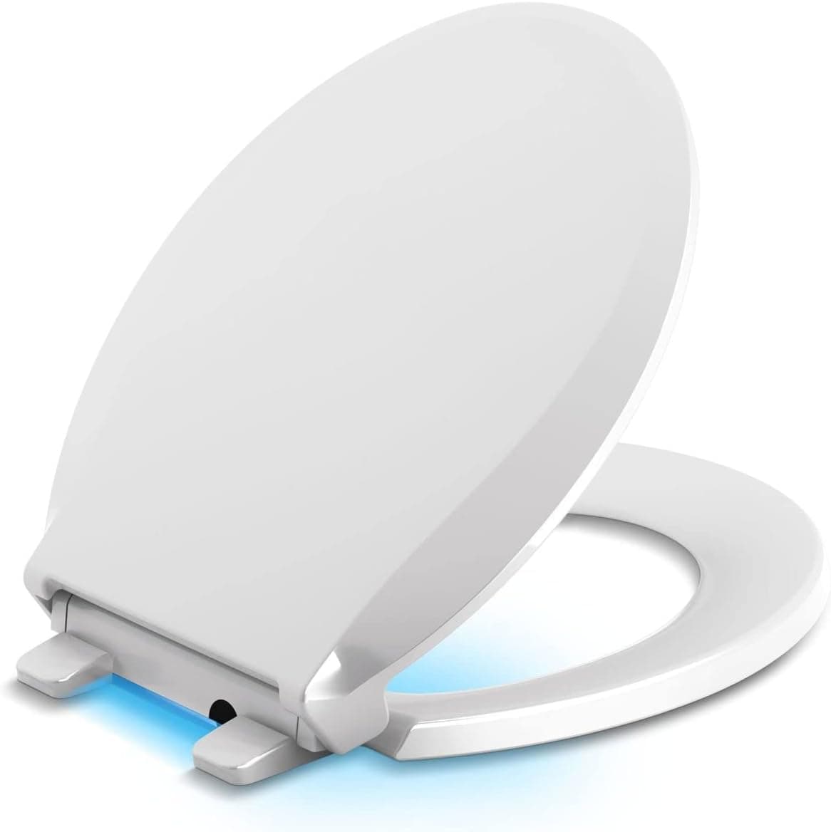 KOHLER 75758-0 Cachet Nightlight Quiet-Close with Grip-Tight Round-Front Toilet Seat in White
