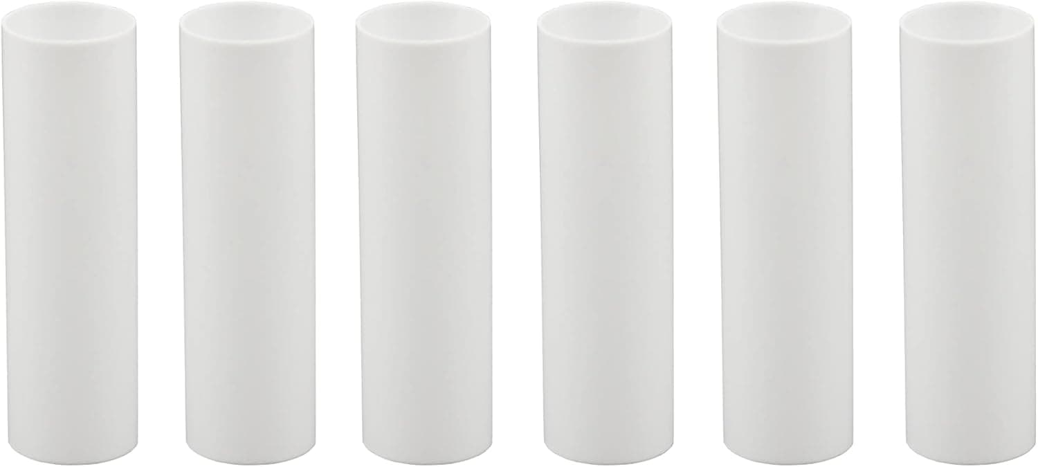 Creative Hobbies Set of 6, 3 Inch Tall White Plastic Candle Covers Sleeves Chandelier Socket Covers ~Candelabra Base