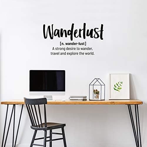 Vinyl Wall Art Decal - Wanderlust Definition - 21" x 39" - Trendy Funny Optimistic Travel Quote Bedroom Living Room Office Coffee Shop Agency Travelers Decor
