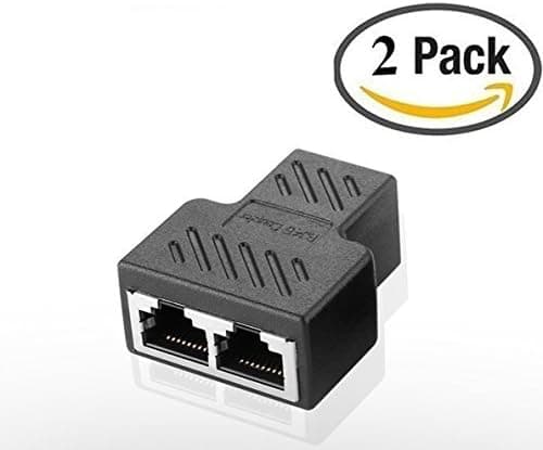 HUACAM HCM72 RJ45 Splitter Adapter 1 to 2 Female Port CAT 5/CAT 6 LAN Ethernet Socket Splitter Connector Adapter,