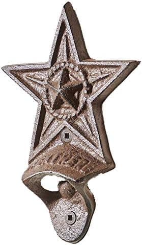 Cast Iron Western Star Wall Mount Bottle Opener - Open Here