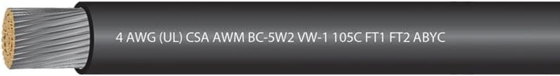 4 AWG (UL) Marine Grade Tinned Copper Boat Battery Cable 600 Volts Black - 25 Feet - Made in USA