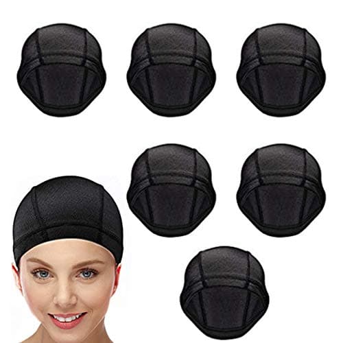 Lainrrew 6 Pcs Wig Caps, 6 Pcs Stretchable Mesh Dome Wig Caps for Women, Breathable Wig Cap for Wig Making (Black Nylon Wig Cap)