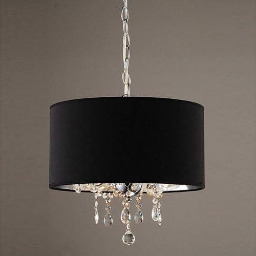 LightInTheBox 60W Modern Crystal Beaded Pendant Light with 3 Lights and Black Drum Shade Ceiling Light Fixture Chandeliers 110-120V
