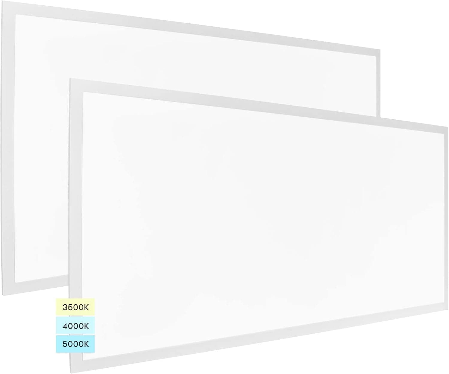 LUXRITE 2x4 FT LED Flat Panel Lights, 50W, 3 Color Selectable 3500K-5000K, 5500 Lumens, Recessed Drop Ceiling Lights, 0-10V Dimmable, 120-277V, Lay-in Fixture, IC Rated, Damp Rated, ETL, DLC (2 Pack)