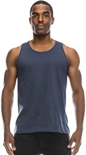 JC DISTRO Mens Basic Tank Top Jersey Casual Shirts Elong Drop Cut Scallop-Tail