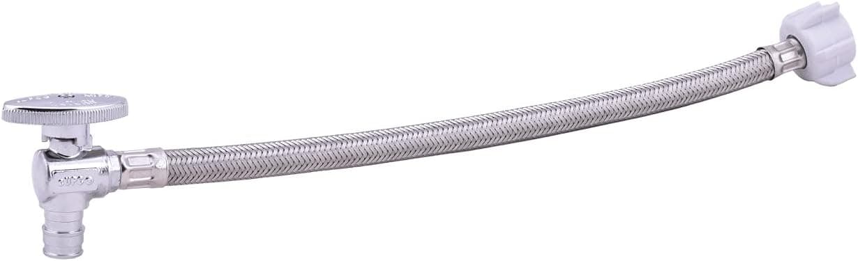Toilet Connector Kit -1/2-in ProPEX(PEX A) Ang.X 7/8-in BC X 12-in long Riser, Angle Cold Expansion Shut off Valve with 12" Long Stainless Steel Braided Hose Riser Set for Toilet -LD Brand (1PC)