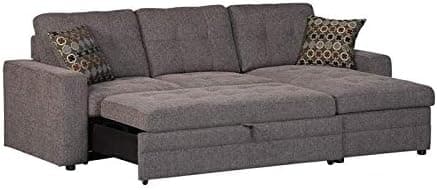 Coaster Home Furnishings Gus Sectional Sofa with Pull Out Bed Charcoal