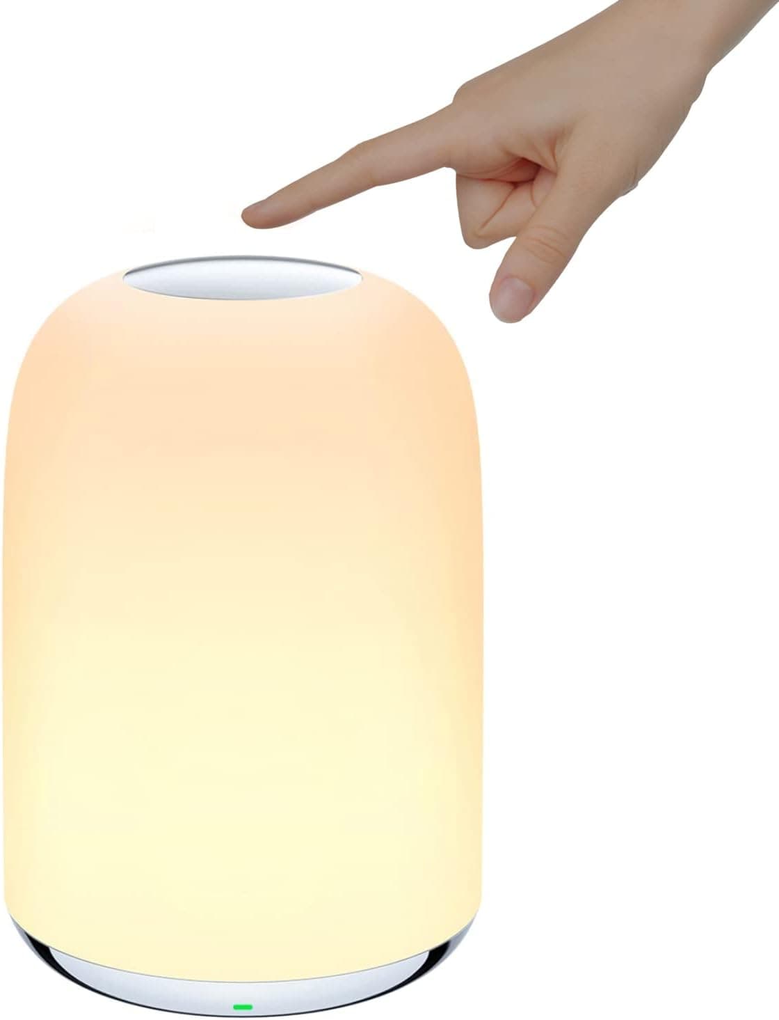 Bedside Table Lamp, LED Touch Control Night Light for Bedrooms, 2 Adjustable Warm/Withe and RGB Mode, Eye-Safe Nightstand Lamp with Rechargeable Battery Kids Room, College Dorm, Office White