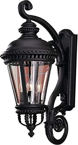 Feiss OL1904BK Castle Outdoor Patio Lighting Wall Lantern, Black, 4-Light (13"W x 32"H) 240watts