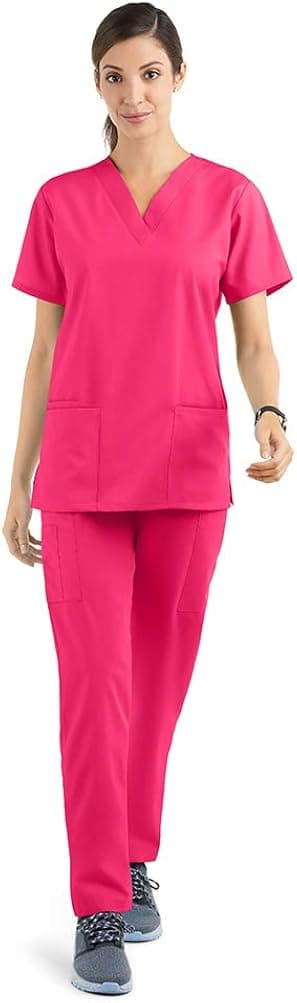 Strictly Scrubs Women’s Scrub Set (XS-3X, 14 Colors) – Includes V-Neck Top and Elastic Pant