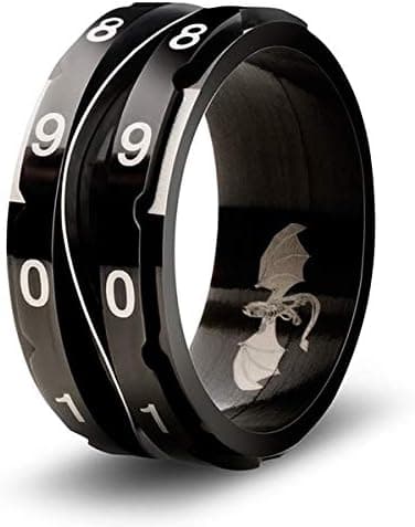 CritSuccess Clicking Life Counter Ring (Size 7 - Stainless Steel - Black)