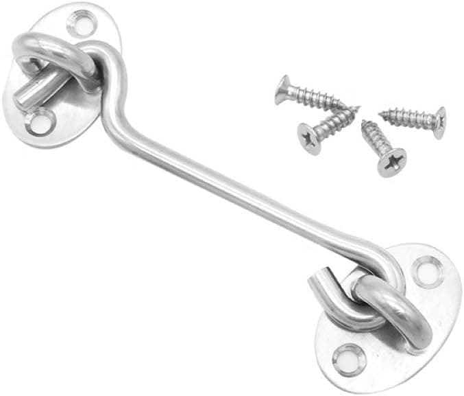 Heavy Duty Cabin Hook and Eye Lock for Shed, Gate, Garage Door, Windows Multi Purpose Hook Gate Closer Locker, 8 Inch 200mm