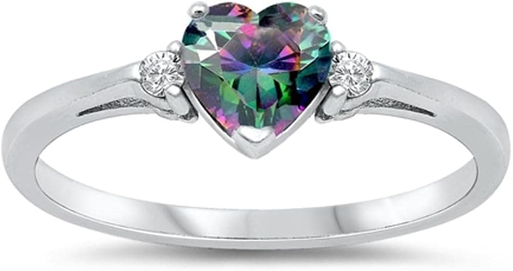 CHOOSE YOUR COLOR Sterling Silver Heart Promise Ring