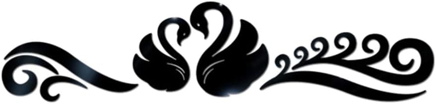 BESPORTBLE House Ornaments Mirror Wall Sticker Acrylic Swan Crystal Mirror Decals Wallpaper for Home Room Bedroom Office Decoration Size L (Black) Home Decoration
