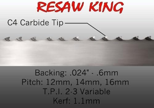3/4 X 12-14-16mm Vari Tooth Pitch X 116" Resaw King Carbide Tip Bandsaw Blade