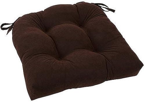 SET OF 4 DARK BROWN MICROFIBER SOFT PLUSH KITCHEN DINING CHAIR PADS CUSHIONS