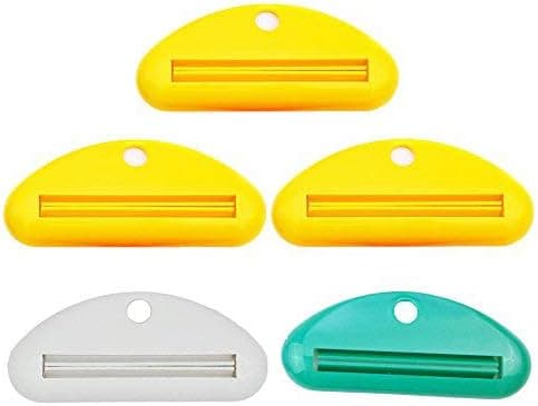 Sohapy 5 Pack Mixed Color Toothpaste Tube Squeezer Dispenser, Toothpaste Holder Rolling Bathroom Extract