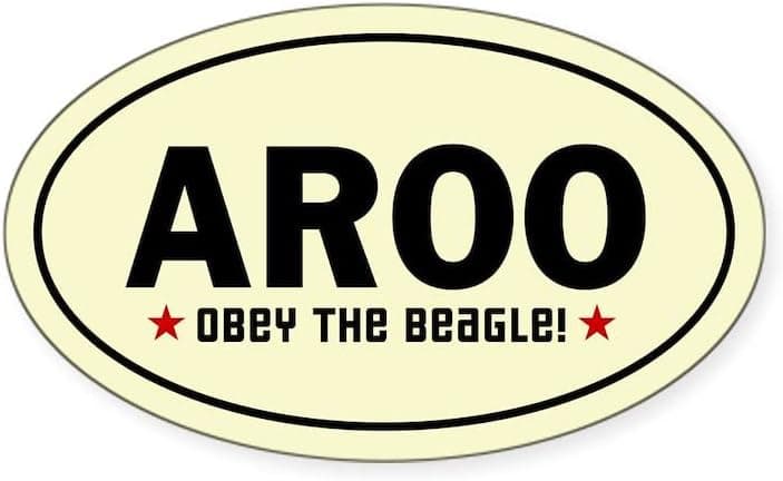 CafePress Aroo Obey The Beagle! Oval Sticker Oval Bumper Sticker, Euro Oval Car Decal