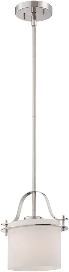 Nuvo Lighting 60/5105 Loren One Light Mini-Pendant 100 Watt A19 Max. Etched Opal Glass Polished Nickel Fixture