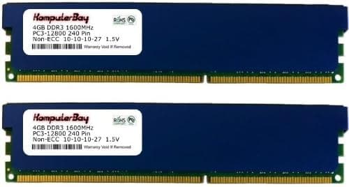 Komputerbay 8GB (2X 4GB) DDR3 PC3-12800 1600MHz DIMM (240-Pin) Desktop Memory with Blue Heatspreaders CL 10-10-10-27 1.5V - XMP Ready