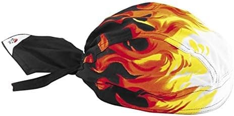 Doo Rag Black Flames Head Wrap with Sweatband Durag Bandana Pirate Hat