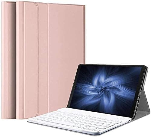 JAOK Galaxy Tab A 10.1 2019 Keyboard Case, Removable Bluetooth Keyboard with Slim Protective Case Compatible with Samsung Galaxy TAB A T510 2019 (Rose Gold) (Beige)