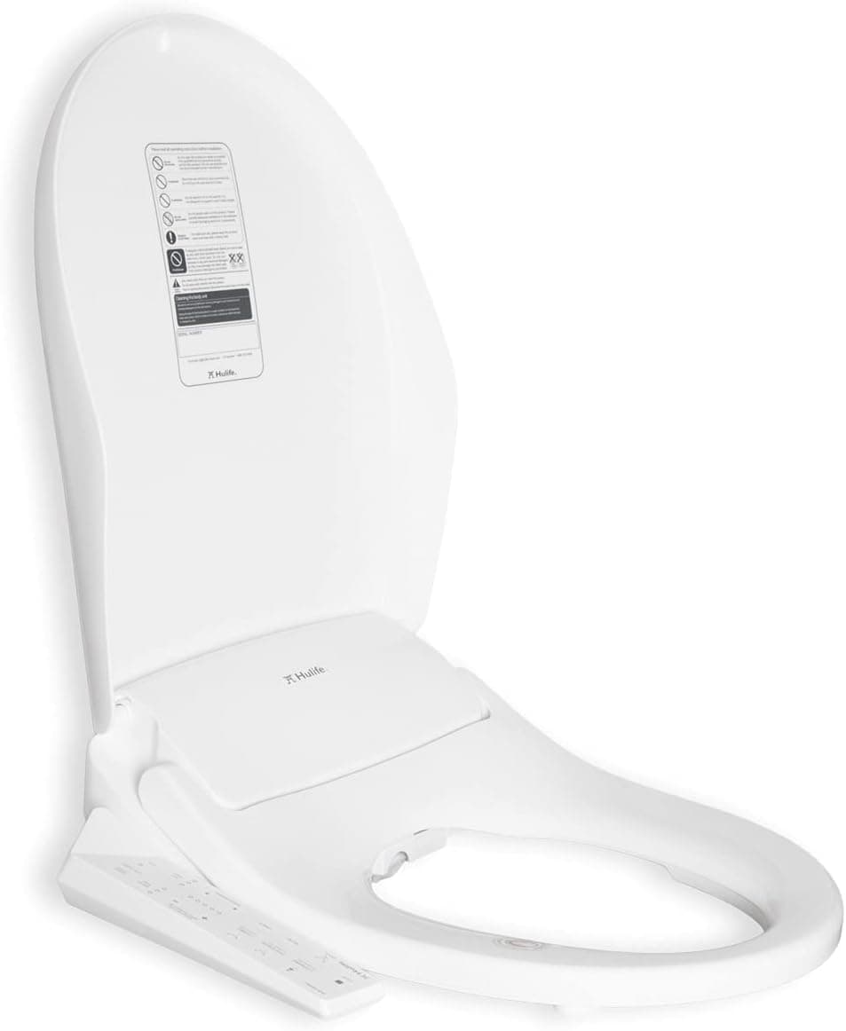 Hulife Electric Bidet Seat for Elongated Toilet with Unlimited Heated Water, Heated Seat, Warm Air Dryer, Touch Control Panel