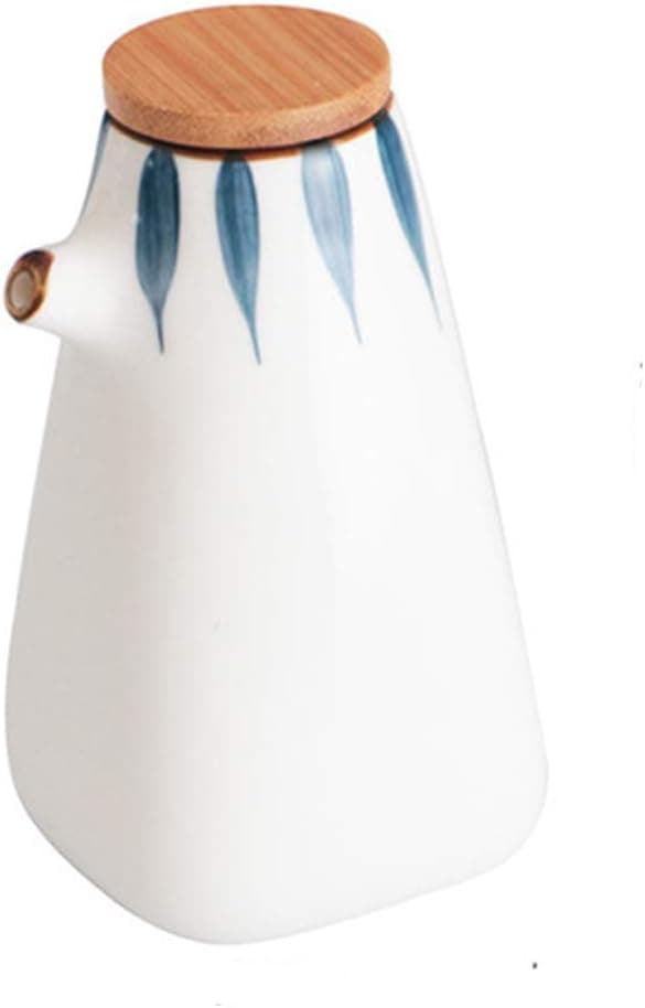 Ceramics Dispenser Bottle- Soy Sauce or Vinegar Cruet with Pourer, Liquid Condiment Dispenser for Kitchen Cooking (TWP002)