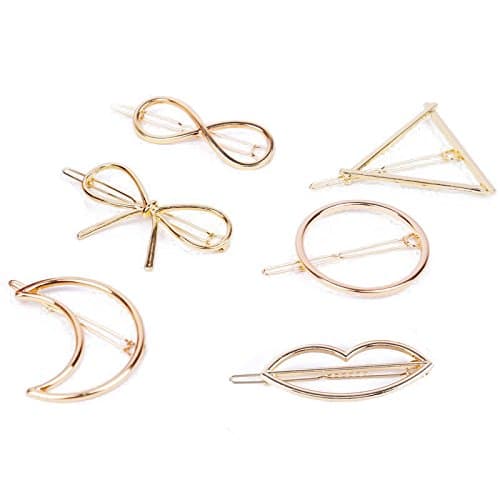 Nextnol 6pcs Minimalist Dainty Gold Hollow Geometric Metal Hairpin Hair Clip