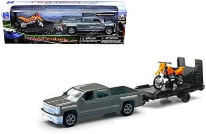 NewRay 1:32 Chevrolet Silverado 1500 Crew CAB with Trailer Dirt Bike 19535A