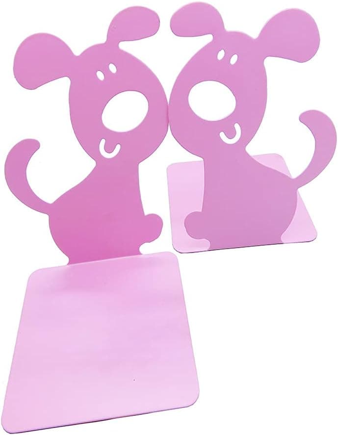 Artkingdome 1Pair Bookend Cute Cartoon Puppy Dog Nonskid Storage Books End Racks Stand Holder Bookcase Bookends Gift Pink Gift