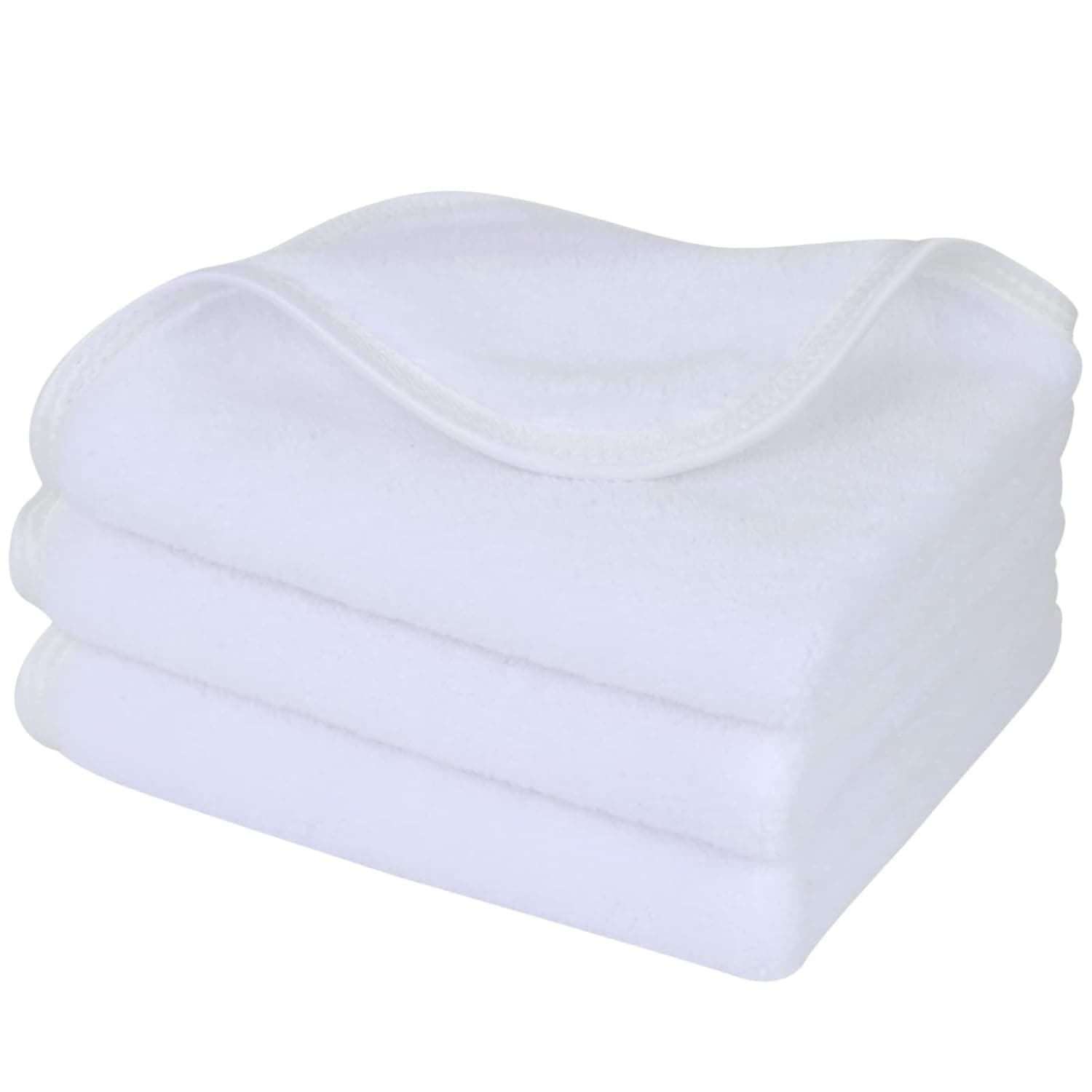 Sinland Microfiber Face Cloths Reusable Makeup Remover Cloth Ultra Soft Washcloths for Women and Baby 12Inch x 12Inch White 3 Pack