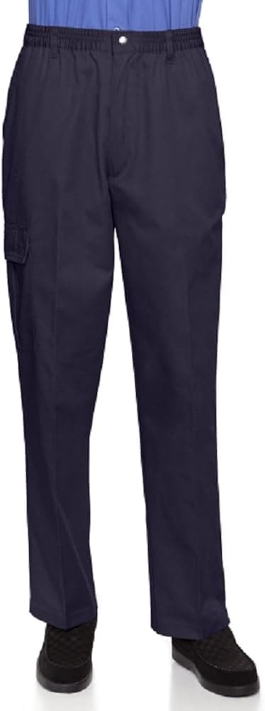 Mens Full Elastic Waist Pants with Zipper Fly and Snaps Closure