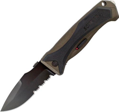 Schrade SCHA6LBRS Large M.A.G.I.C. Assisted Opening Liner Lock Partially Serrated Folding Knife, Brown