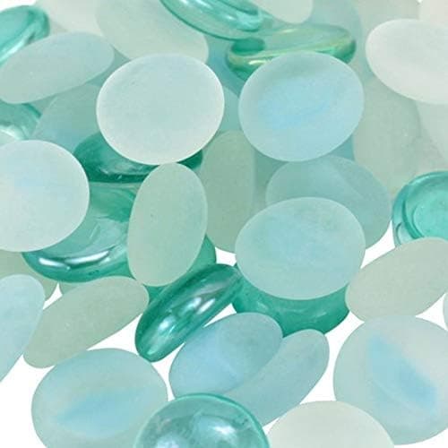 45 Colors WeJe Glass Gems Standard 17-21mm Round, Caque Cat's Eye Swirl, Flat Back Marbles for Home Decor Art Craft Vase Filler Aquariumlear Op (14oz, Aqua Mix)