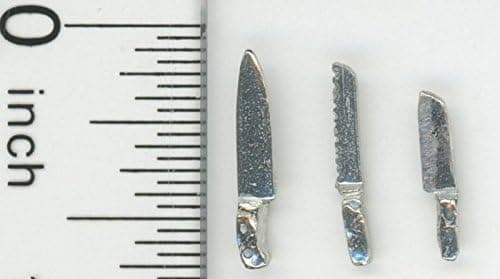 Phoenix Models Dollhouse Miniature Half Scale Set of 3 Polished Metal Kitchen Knives by Warwick Miniatures