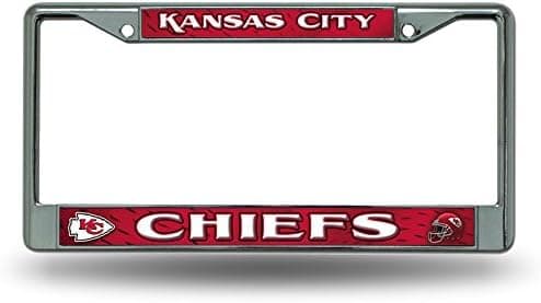 Rico Kansas City Chiefs Chrome Metal License Plate Frame